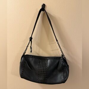 Brighton vintage black leather and silver shoulder bag